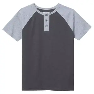 Футболка хенли с коротким рукавом для мальчиков 2-20 лет Lands' End, цвет iron gray heather