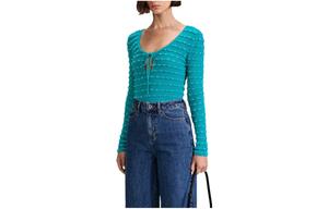 Трикотажная бирюзовая футболка Self-portrait