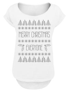Удлиненная футболка с надписью Счастливого Рождества всем! в белом цвете F4NT4STIC