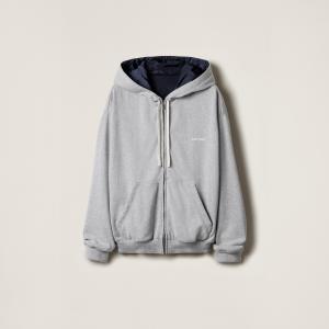 Блузон из джерси и технического понжé MIU MIU, серый + синий