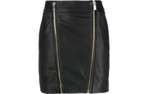 Кожаная мини-юбка на молнии PINKO, черный