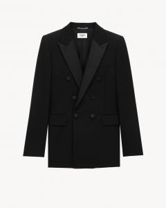 Смокинг из ткани "грен де пудр" SAINT LAURENT, черный
