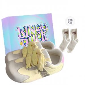 BINGO DUCK Женские скейтерские кеды низкие с желто-розовым дизайном + эксклюзивная коробка для обуви + носки в подарок, цвет Yellow Pink+Exclusive Shoe Box+Gift Socks