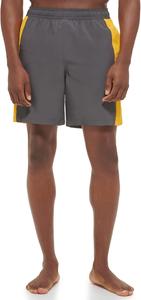 Мужские плавки-шорты Calvin Klein Standard с защитой от ультрафиолета, быстросохнущие, с эластичной резинкой на талии, Grey/Gold