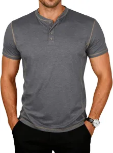 Футболка-поло Henley с коротким рукавом для мужчин Big and Tall DJFODJ