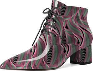 Женские ботильоны Eldof с низким массивным каблуком, зауженным носком и шнуровкой, удобные для ходьбы, Patent Wave