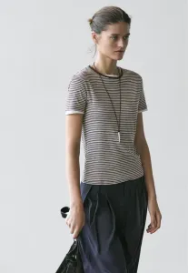 Футболка с коротким рукавом и двойной базовой отделкой Massimo Dutti, Dark Brown