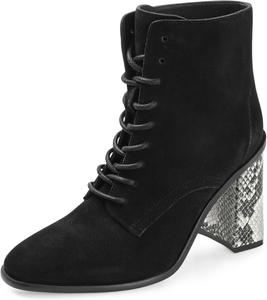 Женские ботильоны Journee Collection Signature Edda из натуральной кожи с шнуровкой, мягким носком миндалевидной формы и устойчивым каблуком, Black