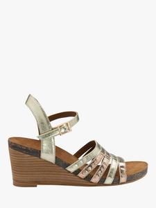 Кожаные сандалии Findon на платформе с клиновидным каблуком Ravel, Gold