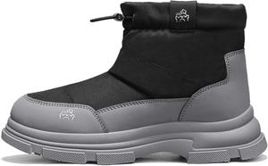 Зимние средние высокие флисовые теплые снежные ботинки с меховой подкладкой и хлопковыми вставками Generic, серый