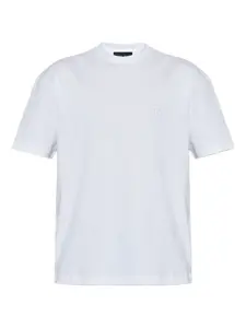 Футболка с вышивкой и круглым вырезом Giorgio Armani, белый