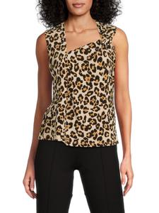 Асимметричный топ с леопардовым принтом DKNY, цвет Leopard Print