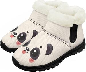 Детские зимние ботинки для девочек и мальчиков, утепленные, с меховой подкладкой, водонепроницаемые, легкие, противоскользящие Chririnla, Cartoon Panda