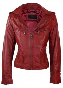 Кожаная байкерская короткая куртка из дерева TruClothing, красный