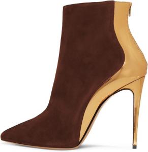 Женские модные ботильоны FSJ на высоком каблуке с заклепками, закрытым заостренным носком, шпильки, молния, осенне-зимняя обувь, размеры 4-15 М US, Sienna Golden Heel