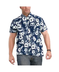 Мужская льняная рубашка с коротким рукавом KingSize, мультиколор