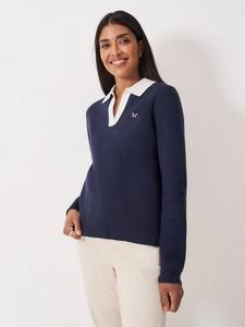 Вязаный свитер Rosa в стиле регби Crew Clothing, Navy Blue