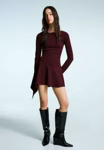 Асимметричное повседневное платье с оборками Bershka, Bordeaux