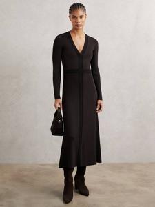 Платье миди Laura Ribbed Reiss, Dark Brown