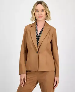 Компрессионная куртка с длинным рукавом на одной кнопке, Regular и Petite Kasper, коричневый