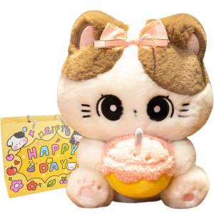 Плюшевая кукла Cake Kitten Dolls высотой 25 см длиной 25 см Little Cucu, бежевый