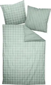 Комплект постельного белья Janine Design Mako-Satin Modern Classic 39025, цвет шалфейно-зеленый, размер 155x200 + 80x80 см Original Janine