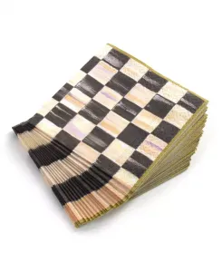 Салфетки для коктейлей в клетку Courtly, 5 дюймов Mackenzie-Childs, black/white