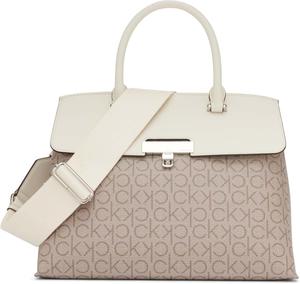 Женская сумка-сэтчел Calvin Klein Becky Turn Lock - 2 в 1, веганская кожа, 3 кармана, Almond/Taupe/White