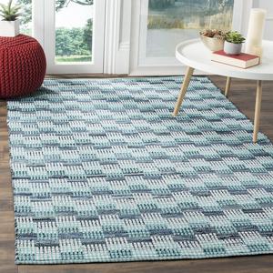 Ковер SAFAVIEH, 275 x 366 см, Montauk Collection, Turquoise & Multi, ручное плетение, хлопок, идеально для помещений с высокой проходимостью в гостиной, спальне (MTK121C)