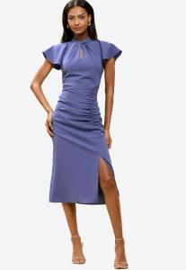 Повседневное платье SHORT SLEEVE RUCHED KEYHOLE FIT AND MIDI Lipsy, синий