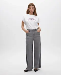 Женские джинсы с завышенной талией и контрастными боковыми полосками Lola Casademunt, серый