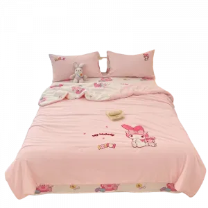 Высококачественное гипоаллергенное роскошное мультяшное антибактериальное стеганое летнее одеяло из хлопка Sanrio, Star-Macaron My Melody