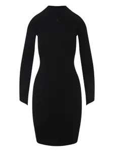 Платье в рубчик с высоким воротом Courrèges, черный