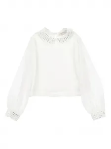 Блузка со стразами Monnalisa, белый