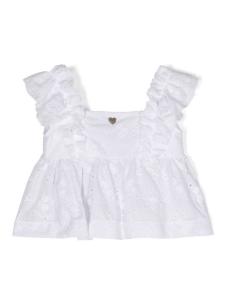 Monnalisa блузка с английской вышивкой, белый