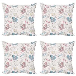 ABAKUHAUS Набор чехлов для подушек в стиле ретро (4 предмета), аксессуары для подростков в стиле гранж, современная двусторонняя цифровая печать, 60 см x 60 см, многоцветный