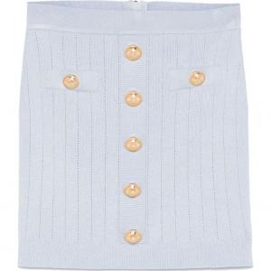 Пуговичная детализированная высокая мини-юбка BALMAIN, синий