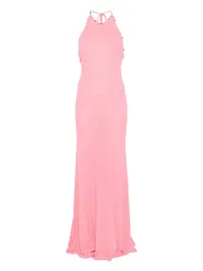 Декорированное платье с вырезом халтер Christopher Esber, розовый