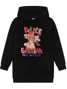 Платье с капюшоном и логотипом Dolce & Gabbana Kids, черный