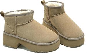 Женские мини-ботинки Mishansha, уютные ботильоны с меховой подкладкой, теплые зимние ботинки из замши, Light Brown