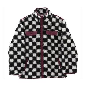 Куртка grid pattern stand collar jacket black white colorblock blackwhitemulti-color Vans, белый