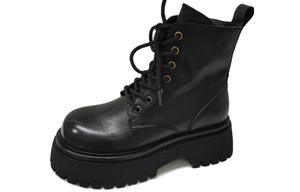 BOERDIQI Женские зимние ботинки Martin черные с меховой подкладкой, цвет Black Fleece-Lined