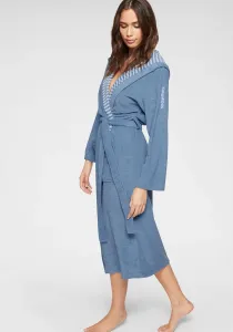 KangaROOS женский халат "Далия" (1 шт.), однотонный и в полоску внутри, халат с карманами, XS-2XL, синий