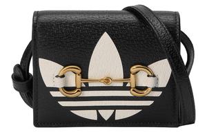 Adidas Collaboration Кожаная Маленькая Квадратная Сумка Через Плечо Унисекс Черный GUCCI