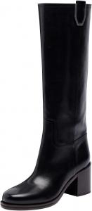 Женские ботинки Maiyang с круглыми носками, массивным средним каблуком, высокой голенью, накулачные, тянущиеся, с широким голенищем, классические осенне-зимние повседневные длинные ботинки, размеры 4-16 US, Black