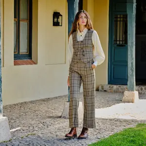 Женские широкие брюки в клетку Verhunt, зеленый