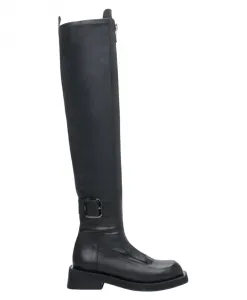 Черные высокие сапоги с эластичным голенищем и декоративной пряжкой. Estro, черный