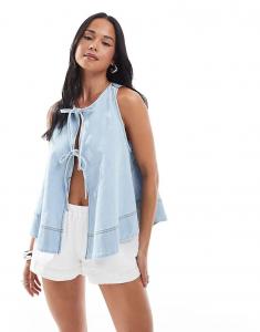 Жилет Miss Selfridge с завязкой спереди, выбеленный