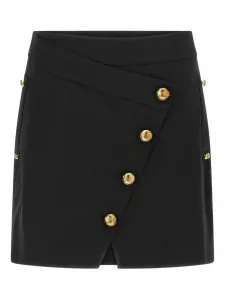Асимметричная юбка с драгоценной пуговицей Elisabetta Franchi, черный