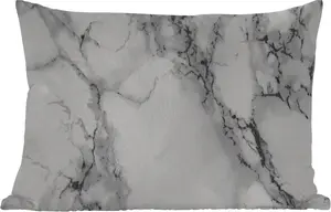 Подушка для улицы - мрамор - камень - белый - серый - черный - имитация мрамора - 50 x 30 см - водонепроницаемая - подушка для отдыха - подушка для дивана - украшение для гостиной MuchoWow